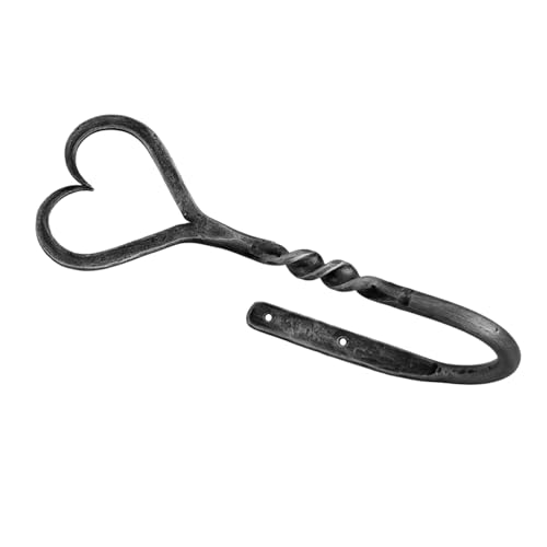 Hand Forged Heart Shape Curtain Holdbacks Set of 2Pcs Wrought Iron Handmade Curtain Tie Back Metal Wall Mounted Window Decorative Tiebacks Curtain Hook Drapes Metal Holders by Living Ideas, LIAMZ353