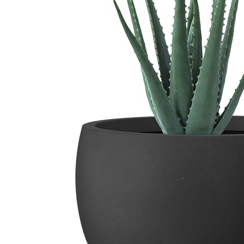 Kante Set of 3 Black Concrete Bowl Planters 20" 15.7" 11.8" Dia - color: Black, size: 19.9"D + 15.7"D + 11.8"D
