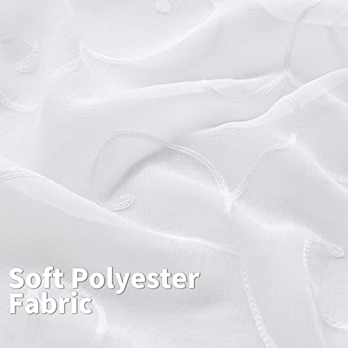 BGment White Sheer Curtains 84 Inches Long Living Room 2 Panels - color: White-cirrus, size: 52"W x 84"L (Pack of 2)