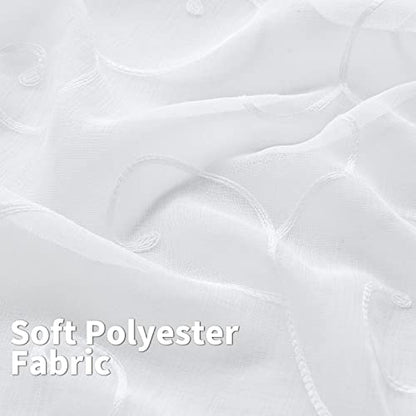 BGment White Sheer Curtains 84 Inches Long Living Room 2 Panels - color: White-cirrus, size: 52"W x 84"L (Pack of 2)