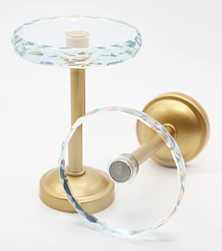 Set of 2 Cut Crystal Window Drapery Medallion Holdbacks, Curtain Tiebacks, Wall Hook, Tassel Holder, Gold - color: Gold