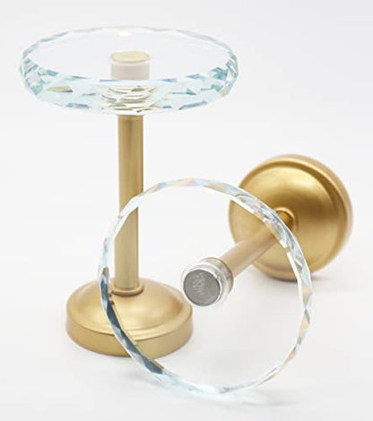 Set of 2 Cut Crystal Window Drapery Medallion Holdbacks, Curtain Tiebacks, Wall Hook, Tassel Holder, Gold - color: Gold