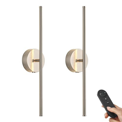 KARTOOSH Battery Operated Wall Sconces Set of Two Wireless Wall Lights - color: Nickel, size: 20.4 Inches
