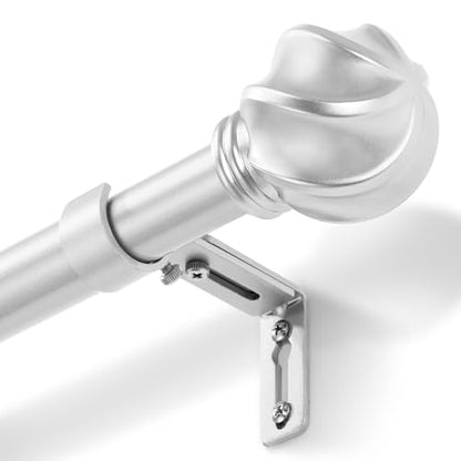 LLPJS Curtain Rods 16-92", 1 in Adjustable Silver Rod with Finials, 1 Pack - color: Satin Silver, size: 16" to 92" - 1 pack