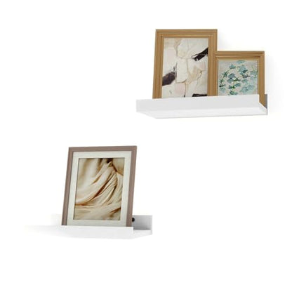 Small White Floating Shelves for Wall, Shelf with Lip Set of 2, 8 in - color: White, size: 7.8in