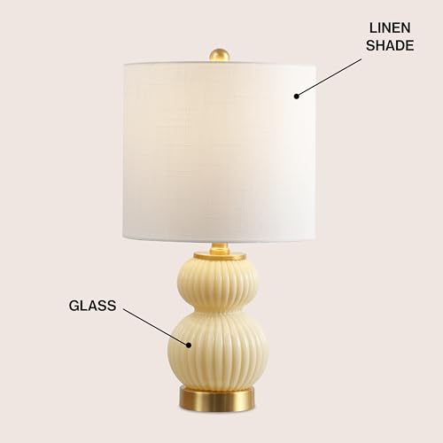 JONATHAN Y Daphne Ribbed Gourd Metal/Glass Table Lamp 20", Ivory - color: Ivory