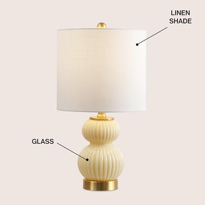 JONATHAN Y Daphne Ribbed Gourd Metal/Glass Table Lamp 20", Ivory - color: Ivory
