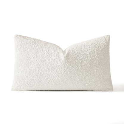 MIULEE Textured Boucle Lumbar Pillow Cover for Bed 14x20 White - color: White, size: 20" x 14" (Pack of 1)