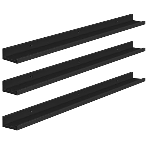 HOOBRO Floating Shelves, Wall Shelf Set of 3, 35.4 Inches Hanging Shelf - color: Black, size: 35.4 Inches