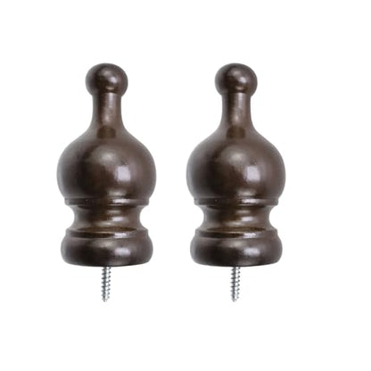 T Tulead 1.38-Inch Wood Curtain Rod Finials 2Pcs - style: Brown, 1.38", 2PCS