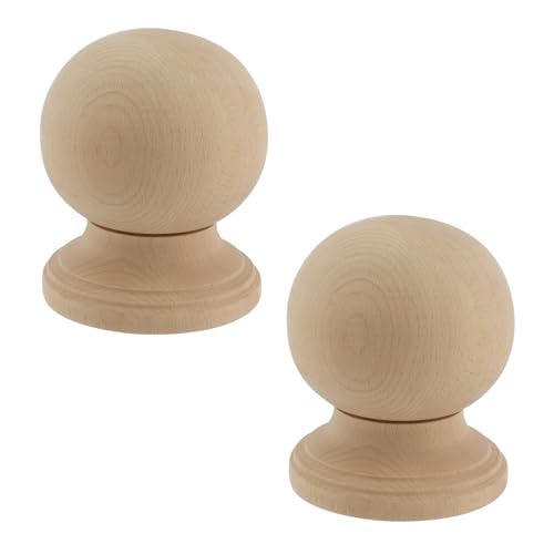 Bed Post Finial Unfinished Wood Finials, 4-3/4" Dowel Finial,2PCS - color: Wood, size: 5-1/2"×4-3/4"