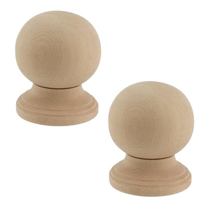 Bed Post Finial Unfinished Wood Finials, 4-3/4" Dowel Finial,2PCS - color: Wood, size: 5-1/2"×4-3/4"