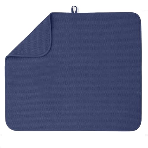 Bellemain Dish Drying Mat, Drying Matt Kitchen Counter, 16" x18" -Navy - color: Navy, size: 16" x 18"