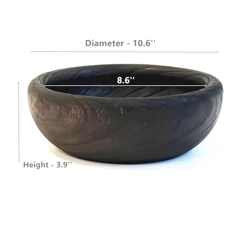 Wooden Bowl 10.6" Handcrafted Centerpiece for Storage (Small) - size: 10.6 Inch