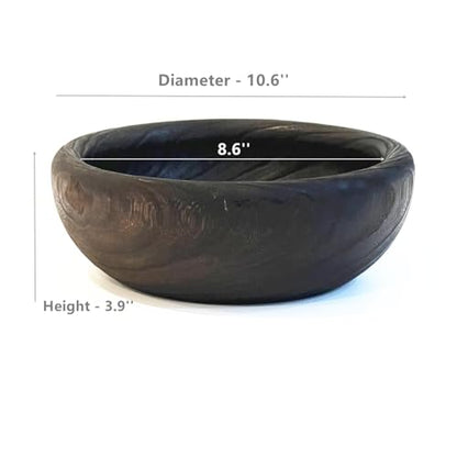 Wooden Bowl 10.6" Handcrafted Centerpiece for Storage (Small) - size: 10.6 Inch