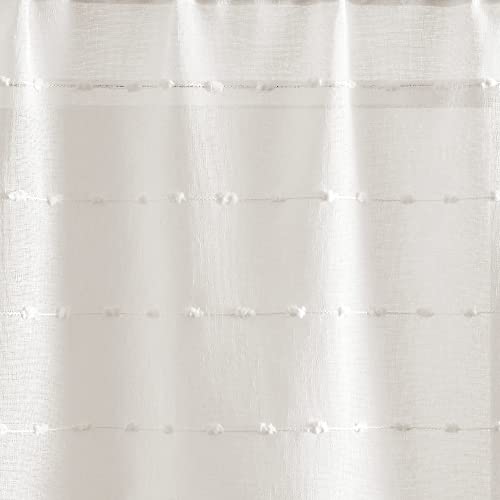 Lush Decor Farmhouse Textured Sheer Window Curtain Valance, 52"W x18"L, White - color: White