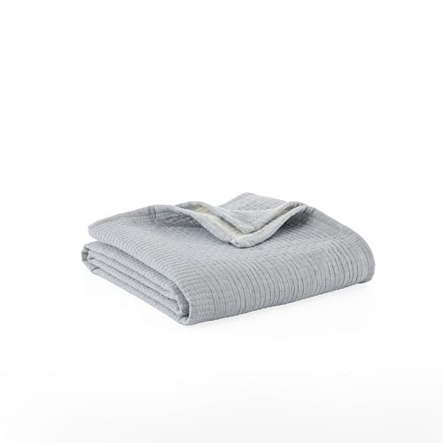 Berkshire 3-Layer Throw, Ultra Soft Lightweight Blanket with Cotton-Like Feel, All-Season Cozy Bed Cover for Couch or Bed, Machine Washable (50" x 60", Polar Blue) - color: Polar Blue, size: Throw (50 in x 60 in)
