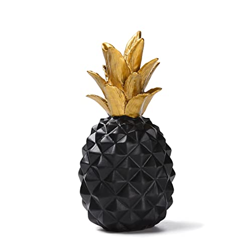 Resin Pineapple Statue, Black Modern Luxury Tabletop Decor, 7.8in (H) - color: Black