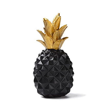 Resin Pineapple Statue, Black Modern Luxury Tabletop Decor, 7.8in (H) - color: Black