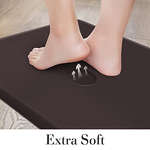 HappyTrends 2 PCS Kitchen Mat Cushioned Anti-Fatigue Floor Mat - color: Chocolate, size: 17.3"x28"+17.3"x28"
