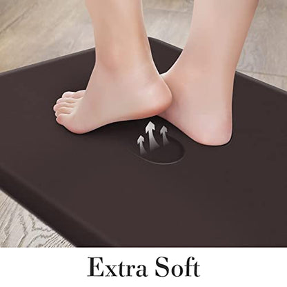 HappyTrends 2 PCS Kitchen Mat Cushioned Anti-Fatigue Floor Mat - color: Chocolate, size: 17.3"x28"+17.3"x28"