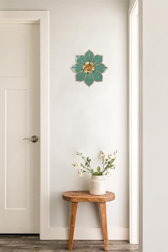 Villa Como 10" Green and Gold Metal Flowers Wall Art Decor Wall Accent 1PC - color: # 1 Green