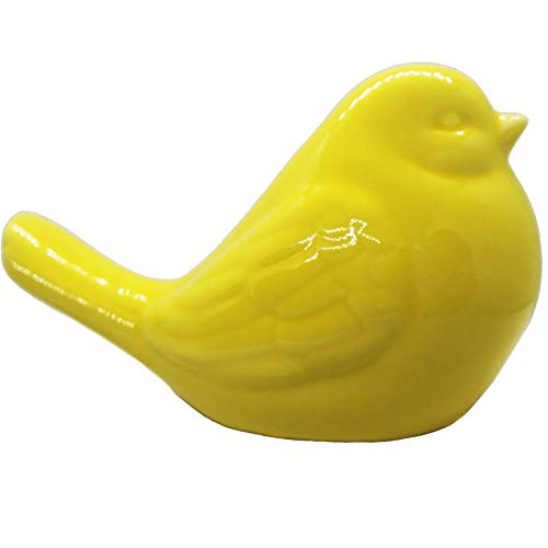 NEW Yellow Bird Figurine, Ceramic Chubby Bird Figure Cottage Animal Bird Statue Decorations for Home Garden Decor Accents - color: Yellow