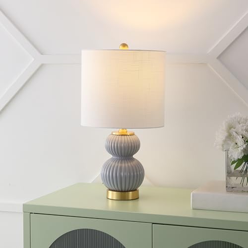 JONATHAN Y Daphne Ribbed Gourd Metal/Glass Table Lamp 20", Gray - color: Gray