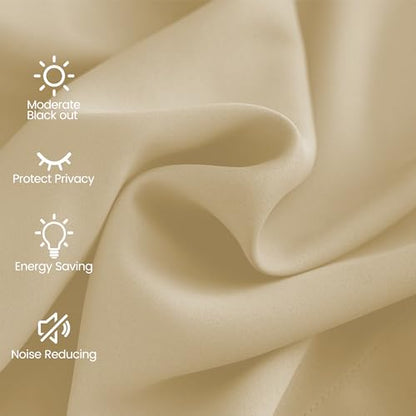 Extra Long Grommet Blackout Curtains, 1 Panel, Beige, W52 x L144 - color: Beige, size: 52"W x 144"L (Pack of 1)