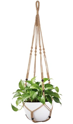Mkono 43 Inch Macrame Plant Hanger Indoor Hanging Planter Holder Brown 1Pc - color: Brown