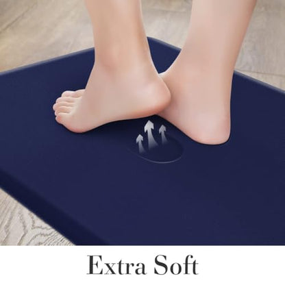 HappyTrends 2 PCS Kitchen Mat Cushioned Anti-Fatigue Floor Mat, - color: Navy, size: 20"x30"+20"x47"