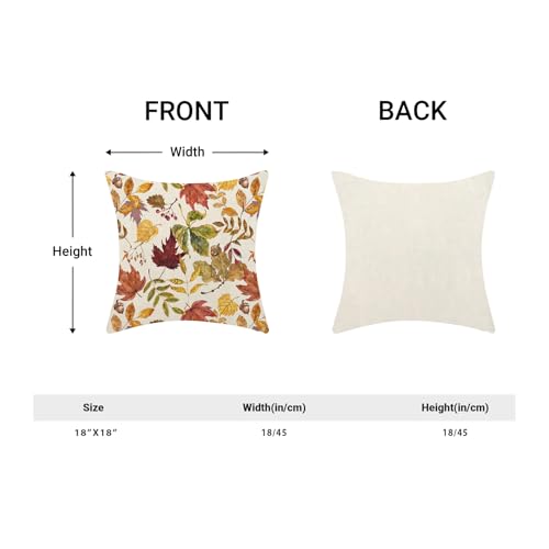 Fall Pillow Covers 18x18 Inch Set of 2 Colorful Maple Leaf Throw Pillow Covers Outdoor Autumn Thanksgiving Decoration Leaf Pillowcase Farmhouse Decorative Square Cushion Cover for Sofa Couch - color: Maple Leaf, size: 18" x 18" (Pack of 2)