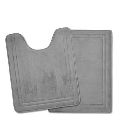 Grey Bathroom Rugs Memory Foam Bath Toilet Contour Mat Set 2 Piece - color: Grey, size: 17 in x 24 in and 20 in x 24 in