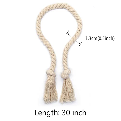 8 Pack Curtain Ties, Outdoor Curtain Tiebacks, Natural Cotton Curtain Holders, Village Rural Rustic Curtain Holdbacks, Nautical Curtain TieBacks Rope for Patio Drapery Pergola Drapes, Beige - color: Beige Rope 8 Pack