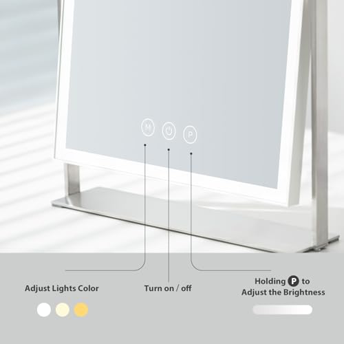 NEZZOE Rechargeable Makeup Mirror with Lights, 4000mAh Battery, 14"x10" - color: 14"x10" White