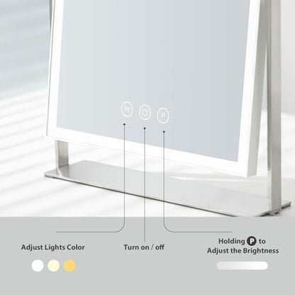 NEZZOE Rechargeable Makeup Mirror with Lights, 4000mAh Battery, 14"x10" - color: 14"x10" White