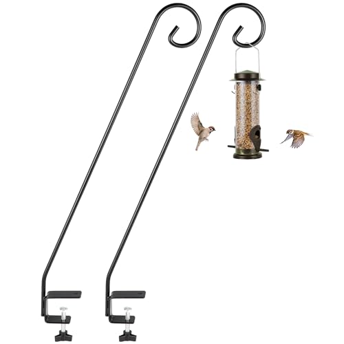 MIXXIDEA 2 Packs Heavy-Duty Deck Hook, Deck Rail Pole,Deck Bird Feeder Pole - size: 28in Long Curled Hook-2 Packs