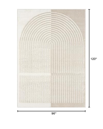 Abani Nuevo Collection Area Rug - Modern Arch Beige/Cream Pattern -7'9" x 10'2" - Easy to Clean - Non-Shedding - Medium Pile - Soft Feel - for Living Room, Bedroom & Office - size: 7'9" x 10'2"