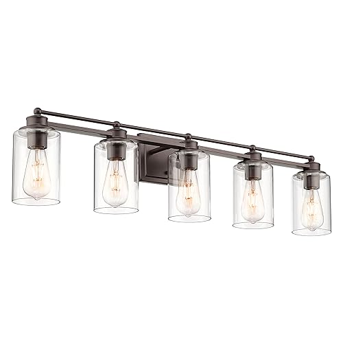 Bathroom Light Fixtures, HWH 5-Light Vanity Lights Over Mirror, 37-inch Farmhouse Wall Light, Oil-Rubbed Bronze Finish, 5HLT63B-5W ORB - color: ORB, size: 5 Lights