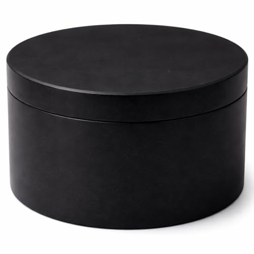 Marble Black Salt Box With Lid, Round, 3.5 x 3.5 x 2 Inch - color: Black