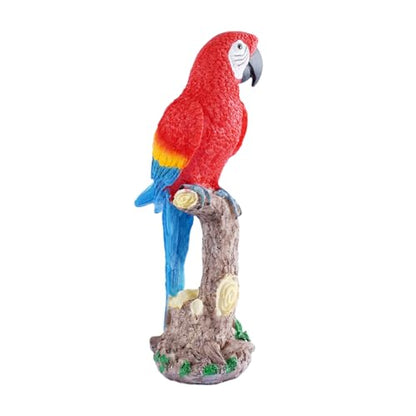 Resin Parrot Statue Fake Bird Tropical Decor Macaw Figurine - style: Black mouth