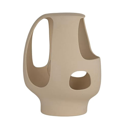 Bloomingville Ceramic Table Lamp with Cut-Outs, Volcano Finish, White