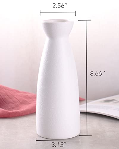 WHJY 8 inch Nordic White Minimalist Matte Handmade Ceramic Vases, Japanese Zen Stoneware Flowerware, Floral Decorations, for Living Room, Study, Bedroom, Balcony, Bar - Tall White - color: White, size: 8in