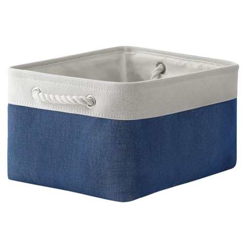 TheWarmHome Storage Bins for Shelves - 1 Pack 15.7x11.8x8.3 inch Fabric Storage Cubes, Storage Basket for Organizing Gift Laundry Cloth Toy Room (White & Jean Blue) - color: White & Blue, size: Large - 15.7Lx11.8Wx8.3H