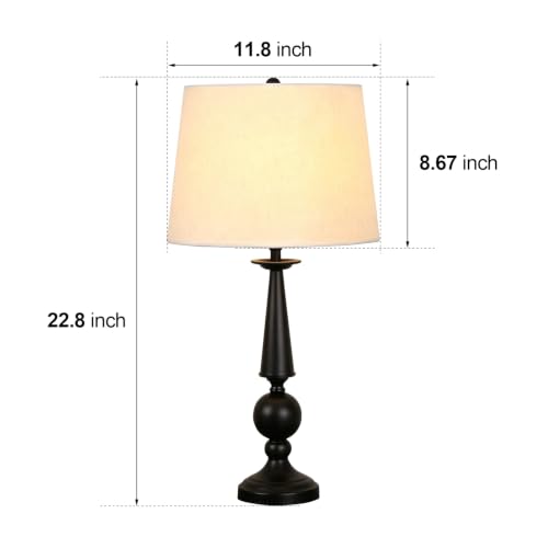 Traditional Table Lamp Rustic Farmhouse Table Lamps for Living Room Bedroom - color: Black