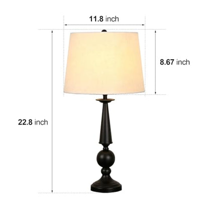 Traditional Table Lamp Rustic Farmhouse Table Lamps for Living Room Bedroom - color: Black