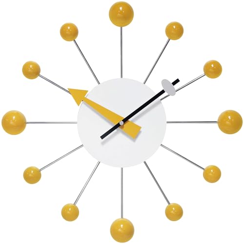Infinity Instruments LTD. Orb Spoke Starburst Wall Clock, Saffron, 15" - color: Saffron