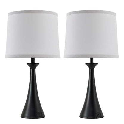 Touch Table Lamps Set of 2, 21" Bedside Lamps with USB C+A - color: Black & White Shade