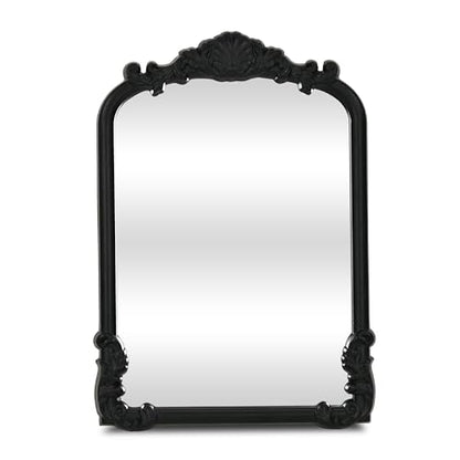 Briseis 11.75" Rectangular Table Mirror – Handcrafted Wooden Frame – Modern Minimalist Matte Black Finish – for Living Room Tabletop Decor - by Cheungs