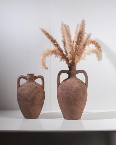 UPWOIGH 11.8in Terracotta Vase with Handles - color: Terracotta, size: 11.8''